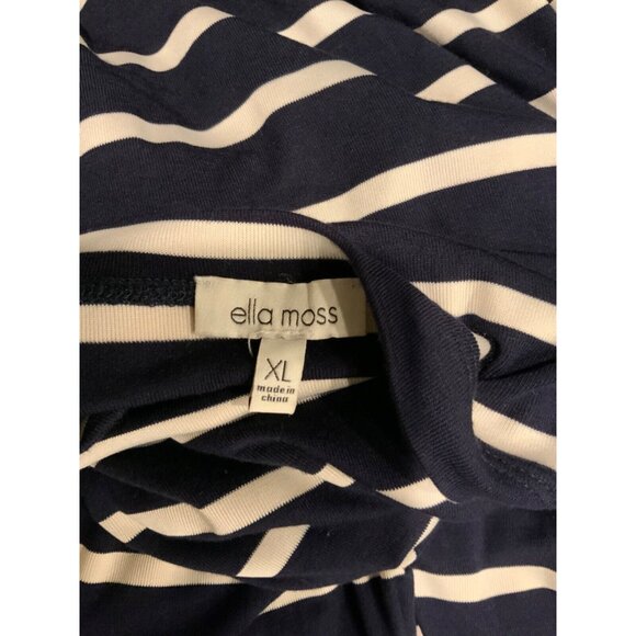 Ella Moss Navy Blue & White Striped Rachel Midi Asymmetrical Dress, Size XL - Picture 7 of 7